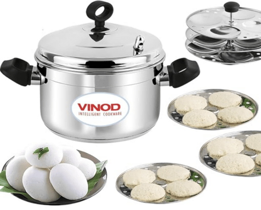 Vinod Classic Stainless Steel Idli Maker Cooker - 6 Deeper Plates (24 Idlis) / Idli Steamer / Idly Stand / Plump Fluffy Idlies / SAS Bottom / Induction & Gas Base - 2 Year Warranty